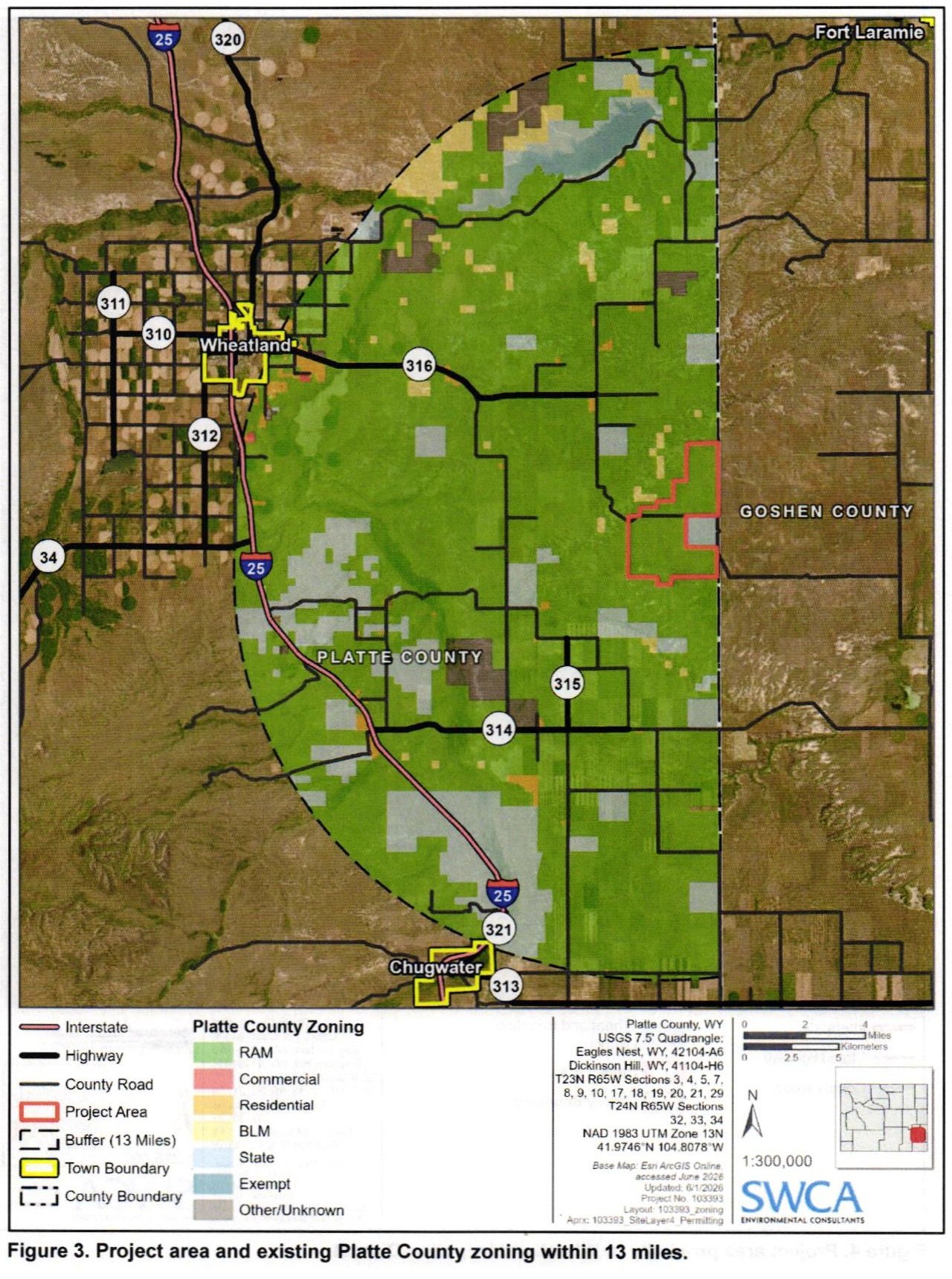 Applicant Figure 3: project area southeast of Wheatland, with a separate context buffer